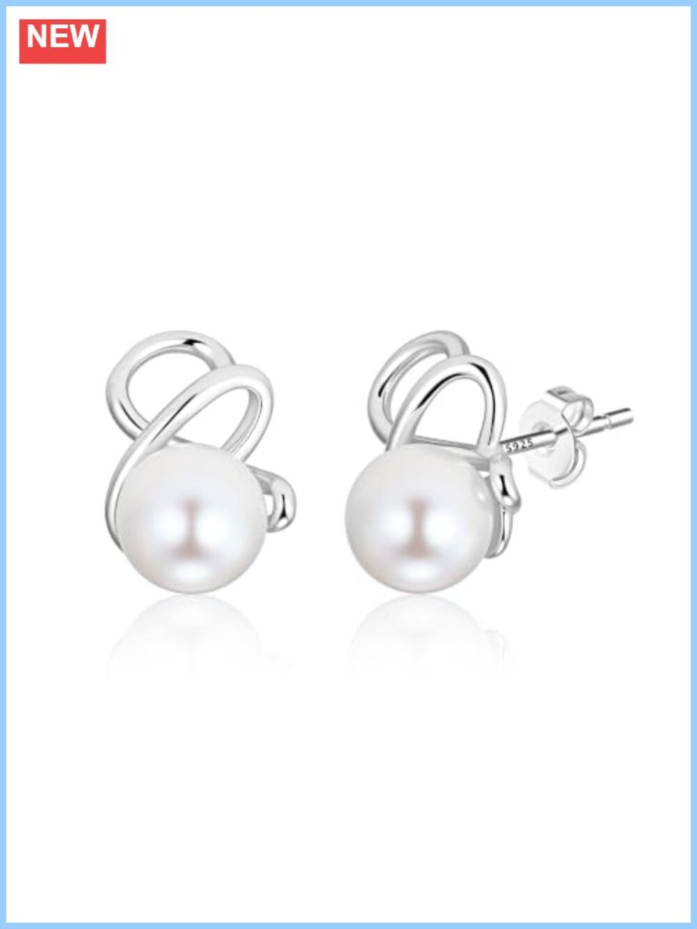 Gold Plated Brass Pearl Stud Earrings Knot Design